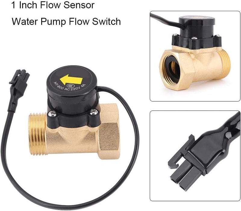 DEWIN Water Flow Sensor, HT-800 G1Thread Water Flow Sensor Switch, Water Flow Switch Automatic Flow Switch Thread 220V Water Pump Flow Sensor Automatic Control Switch - Image 3